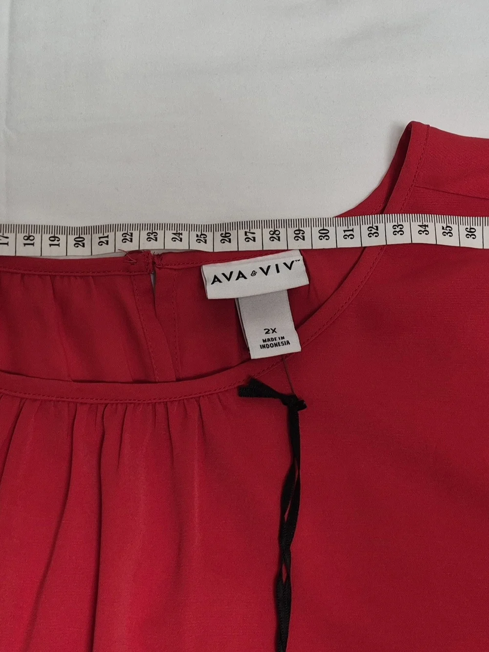 Ava & Viv Vibrant Red Ruffle-Neck Blouse - Picture 5 of 9